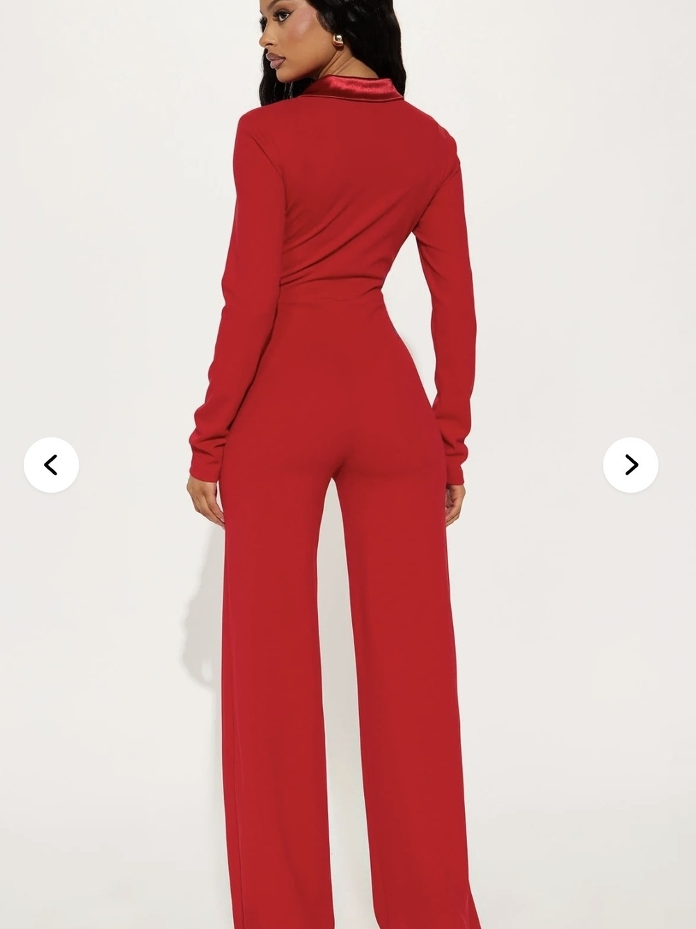 Fashion Nova Best Wishes Red Women’s Jumpsuit with Draped Collar - Picture 5 of 5
